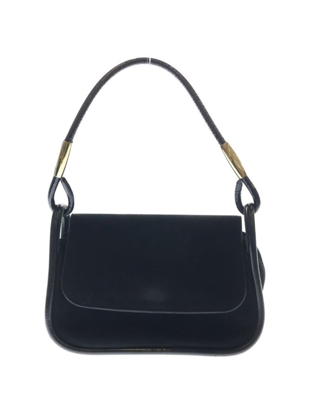 Gucci Oneshoulder Black Suede Patent 001 Gold Handbag